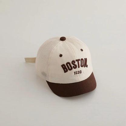Summer Baby Short Brim Baseball Cap Patchwork Adjustable Mesh Sun Hat For Boy Girl Letter Embroidery Infant Duck Tongue Caps