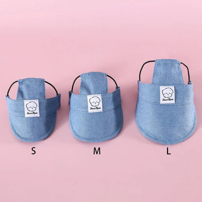 Dog Hat with Ear Holes Adjustable Denim Dog Sun Protection Hat Outdoor Baseball Cap for Dogs Small Medium Large Pet Accessories