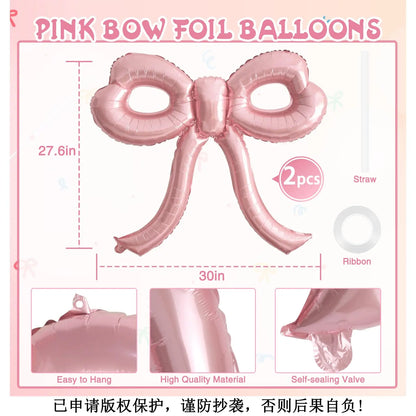 2Pcs Large Pink Bow Balloons Bow Party Decorations for Baby Shower Bridal Engagement Wedding Decor Bachelorette Party Supplies
