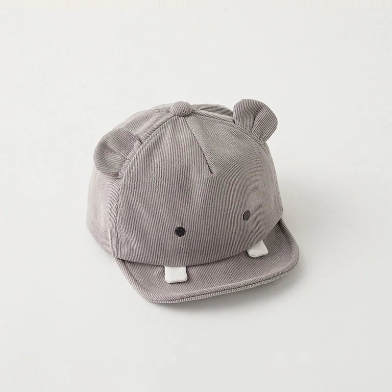 Cute Animal Baby  Cartoon Dinosaur Rabbit Infant Peaked Cap Solid Color Kawaii Soft Brim Kids Sun Hats