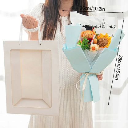 DIY Simulated Flower Bouquet Crochet Sunflower Finished Product Bouquet Graduation Doctoral Bear Valentine's Day Birthday Gift
