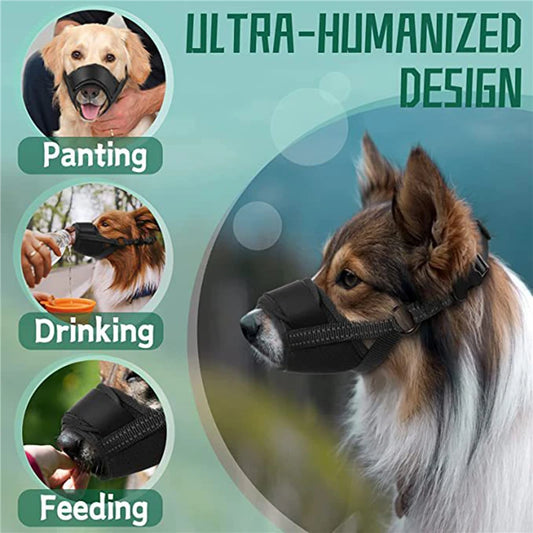 Anti Biting Barking and Chewing，with Comfortable Mesh Soft Fabric and Adjustable Strap,  Loop Muzzle Anti-