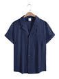 New Mens Short Sleeve T-Shirts Summer Trendy Breathable Loose Youth Basic Cotton Pocket Top Solid Color Stand Up Collar Shirts