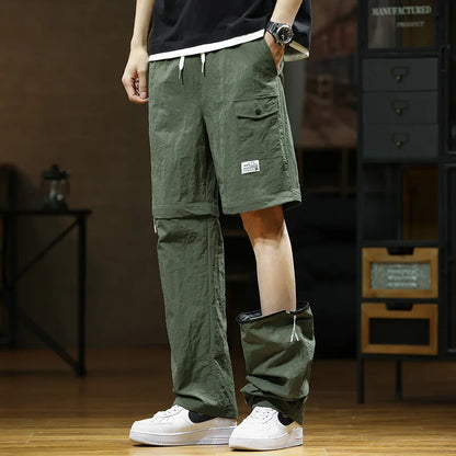 2 in 1 Detachable Leg Men's Pants Lightweight Quick Dry Cargo Trouser Male Outdoor Big Size Large Plus Pocket Waterproof Shorts