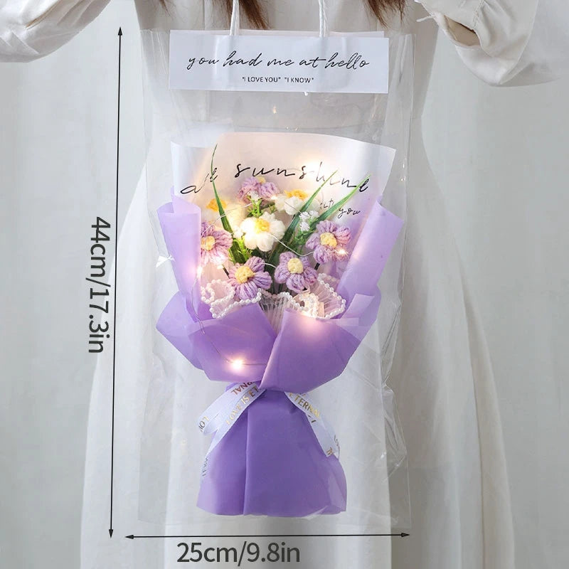 Graduation Bouquet 2025 Crochet Flowers Bouquet Knitted Flowers Artificial Flower Wedding Gift for Guests Valentine's Day Gift