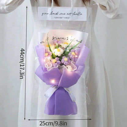 Graduation Bouquet 2025 Crochet Flowers Bouquet Knitted Flowers Artificial Flower Wedding Gift for Guests Valentine's Day Gift