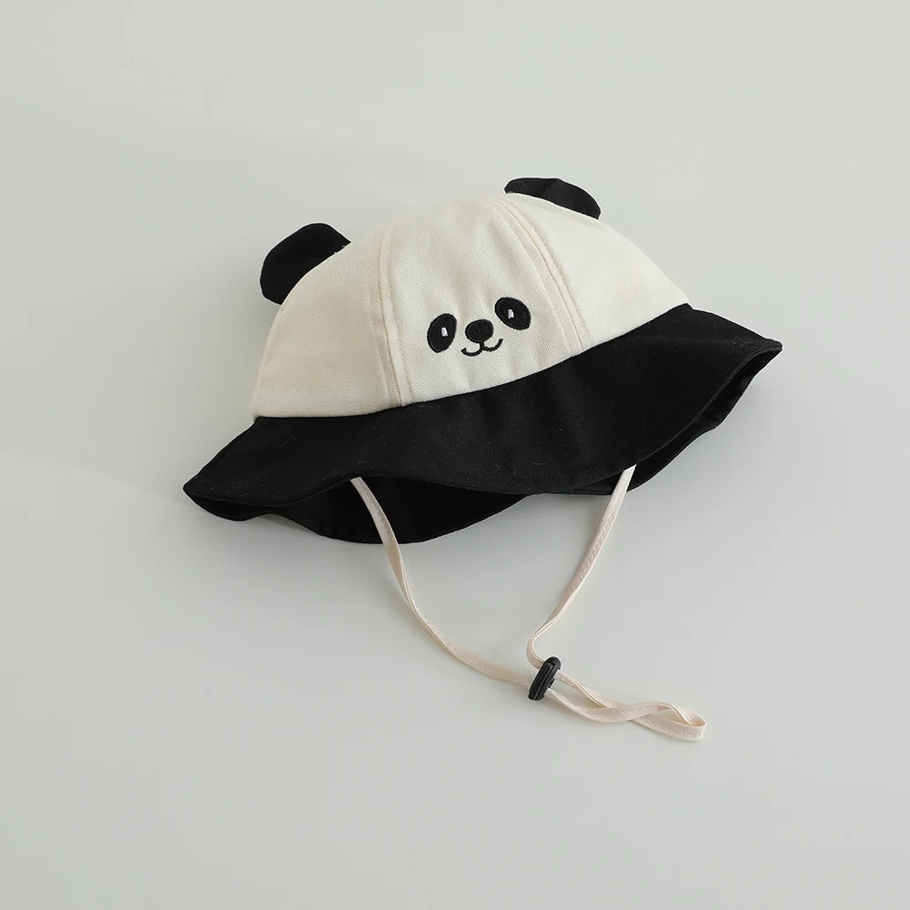 New Panama Summer Baby Bucket Hat for Boys Girls Cotton Cute Bear Toddler Sun Cap Children Beach Sun Hat Kids UV Protection Cap