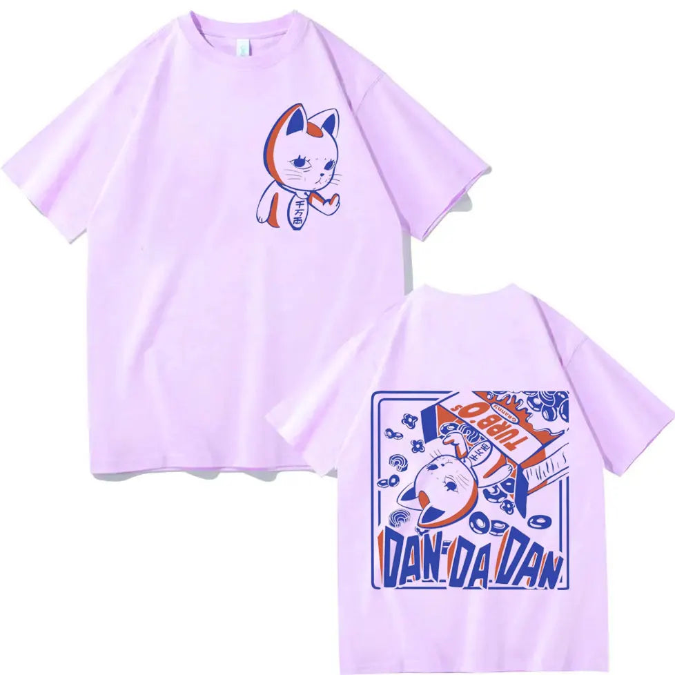 Japan Anime Dandadan Turbo Granny Cat Graphic T Shirt Fashion Cartoon Oversized T-shirt Men Women Vintage Casual Cotton T-shirts