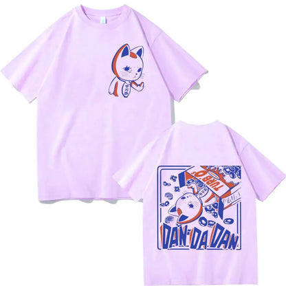 Japan Anime Dandadan Turbo Granny Cat Graphic T Shirt Fashion Cartoon Oversized T-shirt Men Women Vintage Casual Cotton T-shirts