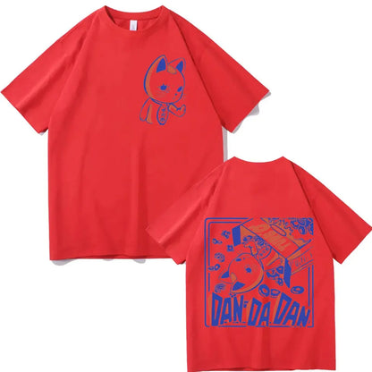 Japan Anime Dandadan Turbo Granny Cat Graphic T Shirt Fashion Cartoon Oversized T-shirt Men Women Vintage Casual Cotton T-shirts