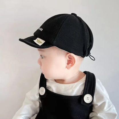 Solid Color Baby Baseball Cap Simple Letter Infant Peaked Hat Spring Autumn Adjustable Soft-brim Toddler Boy Girl Sun Hats