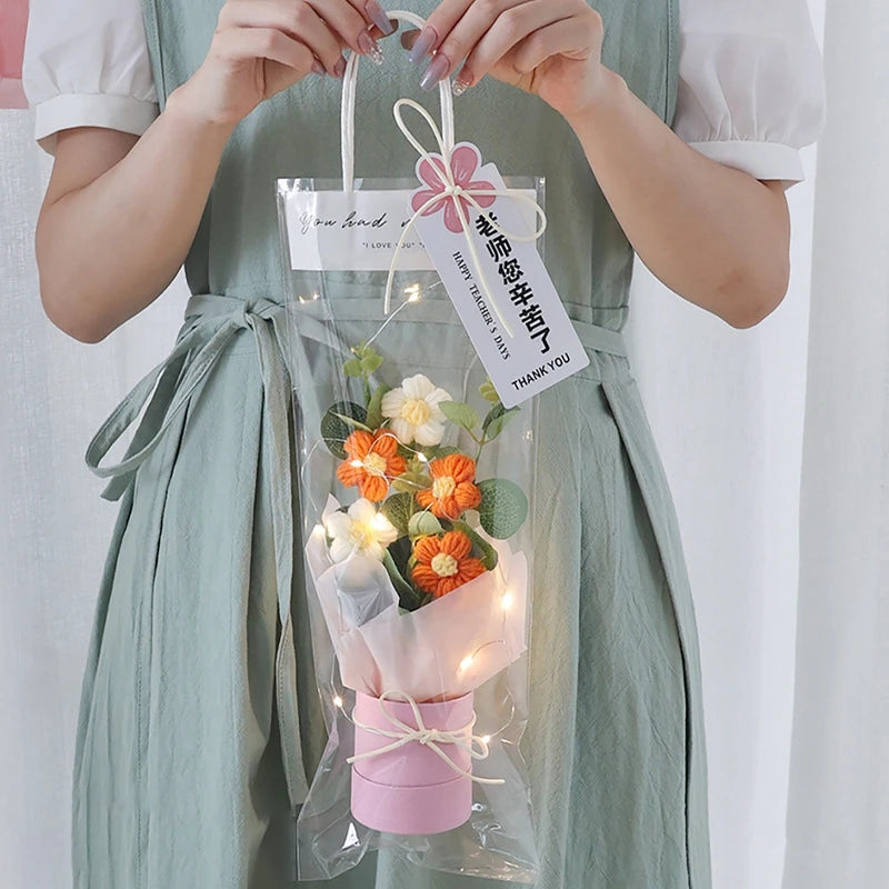 Graduation Bouquet 2025 Crochet Flowers Bouquet Knitted Flowers Artificial Flower Wedding Gift for Guests Valentine's Day Gift