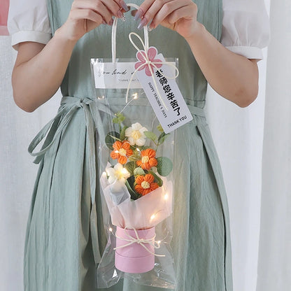 Graduation Bouquet 2025 Crochet Flowers Bouquet Knitted Flowers Artificial Flower Wedding Gift for Guests Valentine's Day Gift
