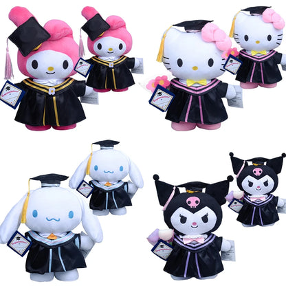 25 /35CM Sanrio Anime Plush Cinnamoroll My Melody Kuromi Hello Kitty Graduation Plushie Doll Kawaii Soft Stuffed Cute Girl Gifts