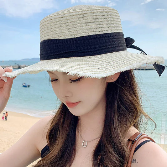Korean Bow Straw Hat