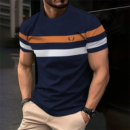 Casual Mens 3D Stripe Printed T Shirts