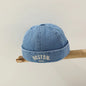 Washed Denim Baby Brimless Hat Retro Letter Embroidered Melon Cap for Infant Boy Girl Summer Adjustable Kids Docker Caps