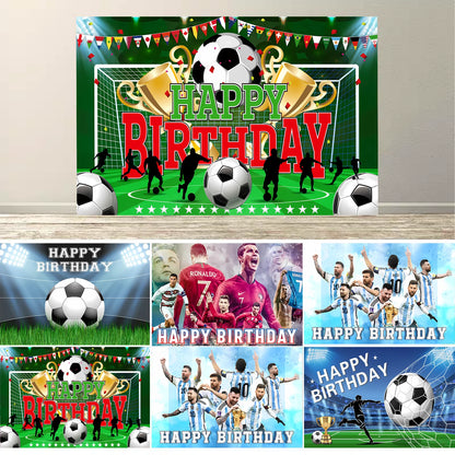 Soccer Birthday Party Backdrop Football Field Photo Background Decorations Photo Booth Props Banner Curtains Stand Screen