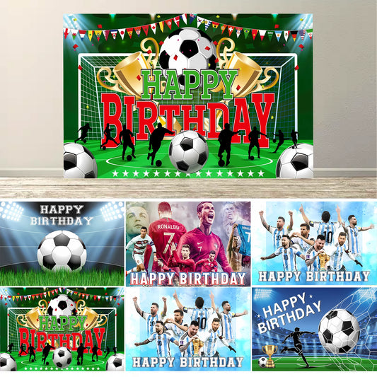 Soccer Birthday Party Backdrop Football Field Photo Background Decorations Photo Booth Props Banner Curtains Stand Screen