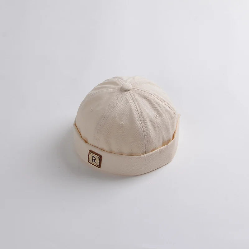 Washed Denim Baby Brimless Hat Retro Letter Embroidered Melon Cap for Infant Boy Girl Summer Adjustable Kids Docker Caps