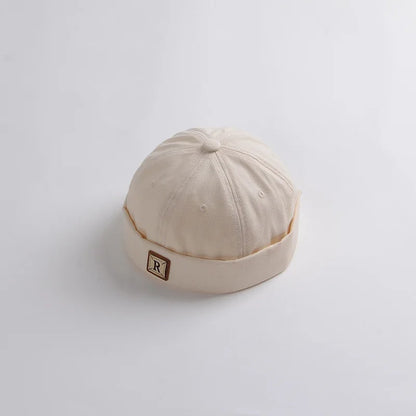 Washed Denim Baby Brimless Hat Retro Letter Embroidered Melon Cap for Infant Boy Girl Summer Adjustable Kids Docker Caps