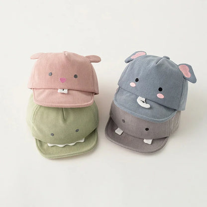 Cute Animal Baby  Cartoon Dinosaur Rabbit Infant Peaked Cap Solid Color Kawaii Soft Brim Kids Sun Hats