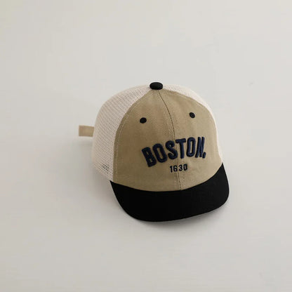 Summer Baby Short Brim Baseball Cap Patchwork Adjustable Mesh Sun Hat For Boy Girl Letter Embroidery Infant Duck Tongue Caps