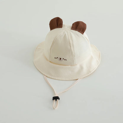 New Panama Summer Baby Bucket Hat for Boys Girls Cotton Cute Bear Toddler Sun Cap Children Beach Sun Hat Kids UV Protection Cap