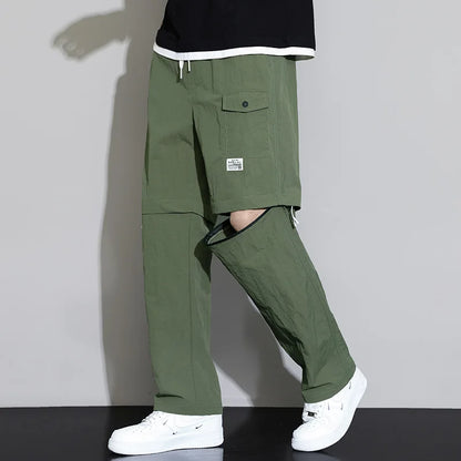 2 in 1 Detachable Leg Men's Pants Lightweight Quick Dry Cargo Trouser Male Outdoor Big Size Large Plus Pocket Waterproof Shorts