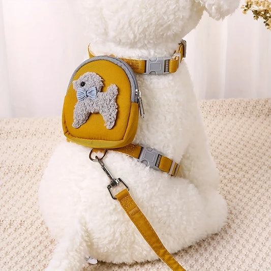 Soft Pet Vest with Backpack and Leash for Small and Medium Dogs - Perfect for Outdoor Adventures and Carrying Treats