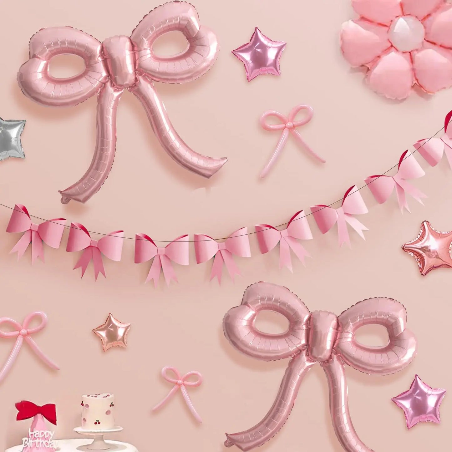 2Pcs Large Pink Bow Balloons Bow Party Decorations for Baby Shower Bridal Engagement Wedding Decor Bachelorette Party Supplies