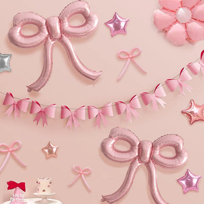 2Pcs Large Pink Bow Balloons Bow Party Decorations for Baby Shower Bridal Engagement Wedding Decor Bachelorette Party Supplies