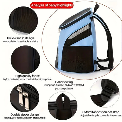 Portable Mesh Dog Bag Breathable Dog Backpack Foldable Large Capacity Dog Bag,Large capacity breathable dog outdoor backpack