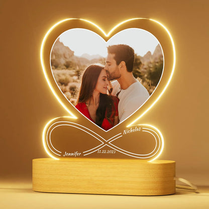 Personalized Family Picture Plaque Lamp Custom Name Text Couple Photo Acrylic Board Art Decor Romantic Anniversary Birthday Gift