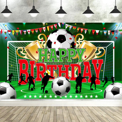 Soccer Birthday Party Backdrop Football Field Photo Background Decorations Photo Booth Props Banner Curtains Stand Screen