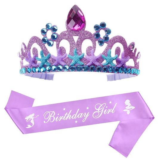 156*9.5cm Mermaid Birthday Girl Shoulder Strap Mermaid Party Crown