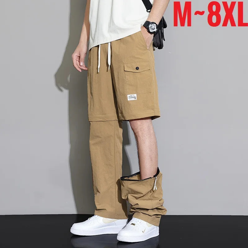 2 in 1 Detachable Leg Men's Pants Lightweight Quick Dry Cargo Trouser Male Outdoor Big Size Large Plus Pocket Waterproof Shorts