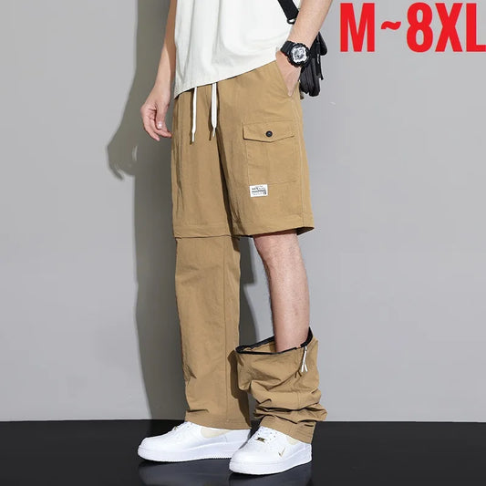 2 in 1 Detachable Leg Men's Pants Lightweight Quick Dry Cargo Trouser Male Outdoor Big Size Large Plus Pocket Waterproof Shorts