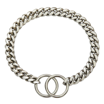 Dog Collar 10mm Thick Cuban Link Chain Dog Collar 18K Gold Black Chain Dog Collar with 316L Stainless Steel Don't Pinch Dog Hair