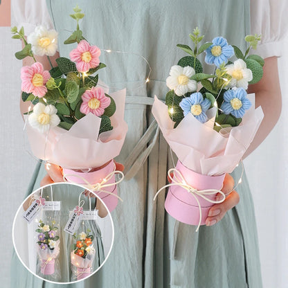 Graduation Bouquet 2025 Crochet Flowers Bouquet Knitted Flowers Artificial Flower Wedding Gift for Guests Valentine's Day Gift
