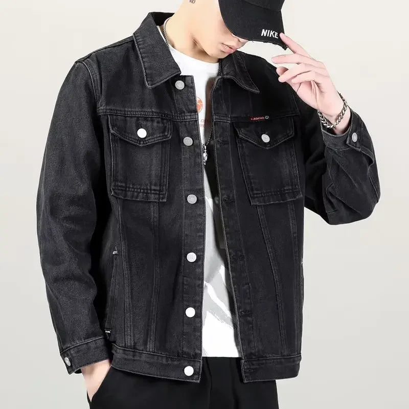 Spring Autumn Denim Jacket Men's Casual Workwear New Trendy High-end Feel Men's Jacket Clothing Regular Length