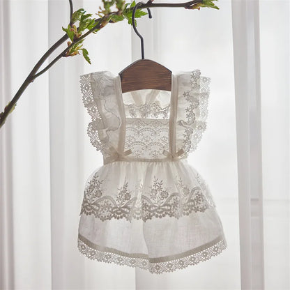 Pet Lace Flying Sleeve Dress Cat Top Spring and Summer Lace Princess Dress Small Dog Dog Dresses for Small Dogs Puppy Clothes