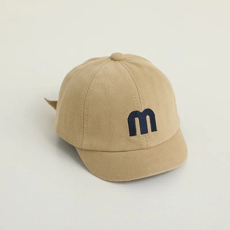 Summer Baby Short Brim Baseball Cap Patchwork Adjustable Mesh Sun Hat For Boy Girl Letter Embroidery Infant Duck Tongue Caps