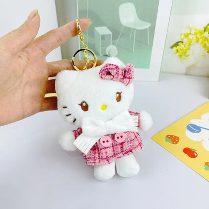 Sanrioed Kawaii Hello Kitty  Kuromi  Plush Doll Toys Pendant Cute Plush  Keychain Bag Pendant Christmas Gifts12CM