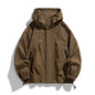 Men Jacket Hooded Windbreaker Trench Coats Oversize Plus Size Waterproof Black Bomber Camping Loose Thin Softshell