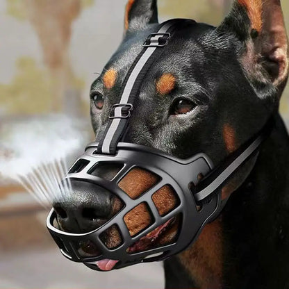 With Reflective Strip Adjustable Dog Muzzle Fashion Can Drink Water Anti-Biting Dog Mouth Cover Breathable Plastic