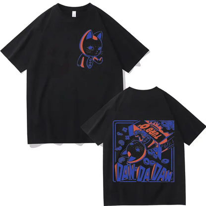 Japan Anime Dandadan Turbo Granny Cat Graphic T Shirt Fashion Cartoon Oversized T-shirt Men Women Vintage Casual Cotton T-shirts