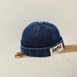 Washed Denim Baby Brimless Hat Retro Letter Embroidered Melon Cap for Infant Boy Girl Summer Adjustable Kids Docker Caps