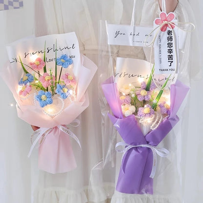 Graduation Bouquet 2025 Crochet Flowers Bouquet Knitted Flowers Artificial Flower Wedding Gift for Guests Valentine's Day Gift