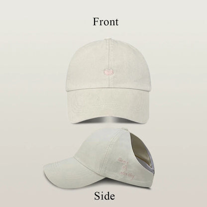Kids Baseball Caps for Boys Girls Sun Hat Love Heart Hollow High Ponytail Caps Children Adjustable Baseball Caps for 4-12 Years